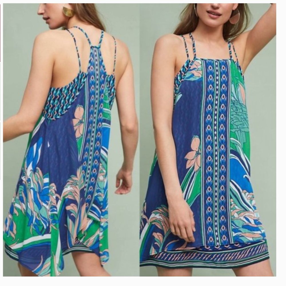 NWOT Anthropologie Maeve Silk Layered Floral Dress